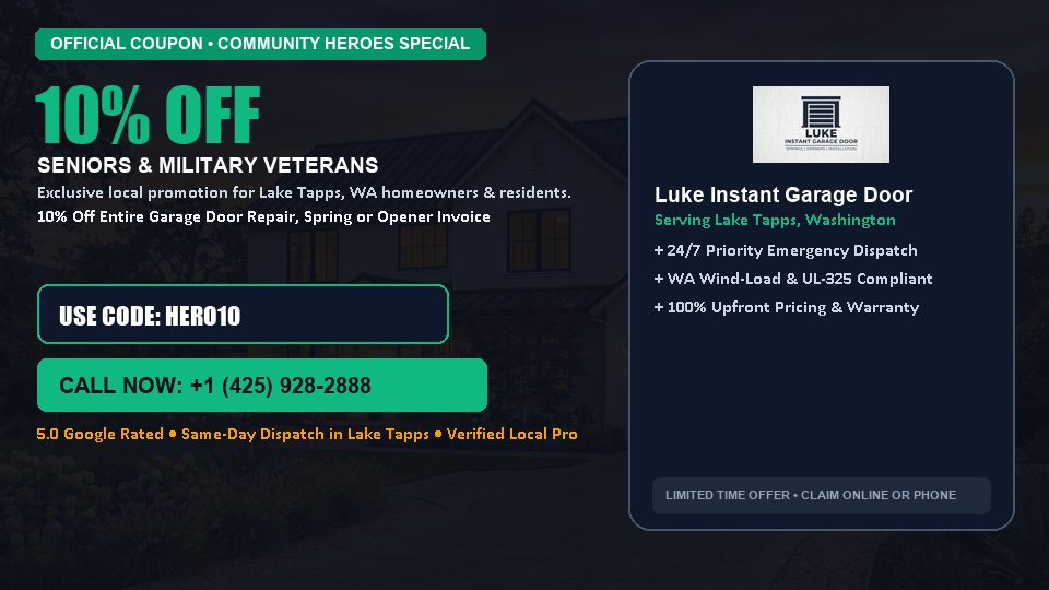 Luke Instant Garage Door 10% OFF Seniors & Military Veterans in Lake Tapps, WA